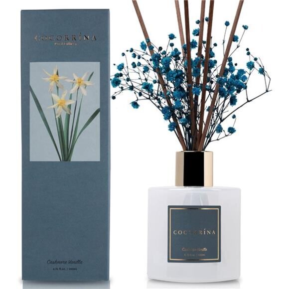 Premium Reed Diffuser Set Preserved Baby's Breath Cotton‎ Stick Cashmere Vanilla - Picture 2 of 7